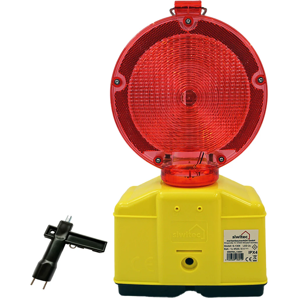 LED Baustellenleuchte rot / transparent