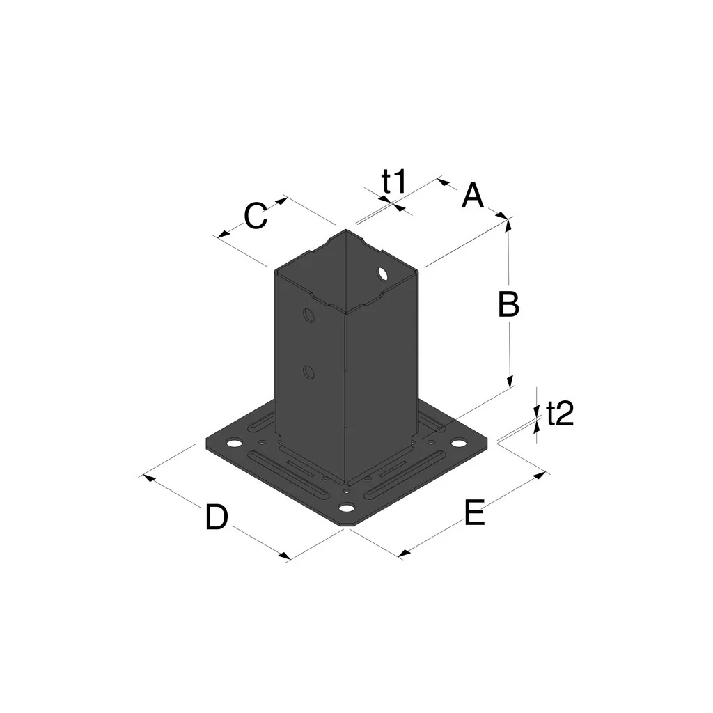 Pfostenhalter PPJBT schwarz - Image 2