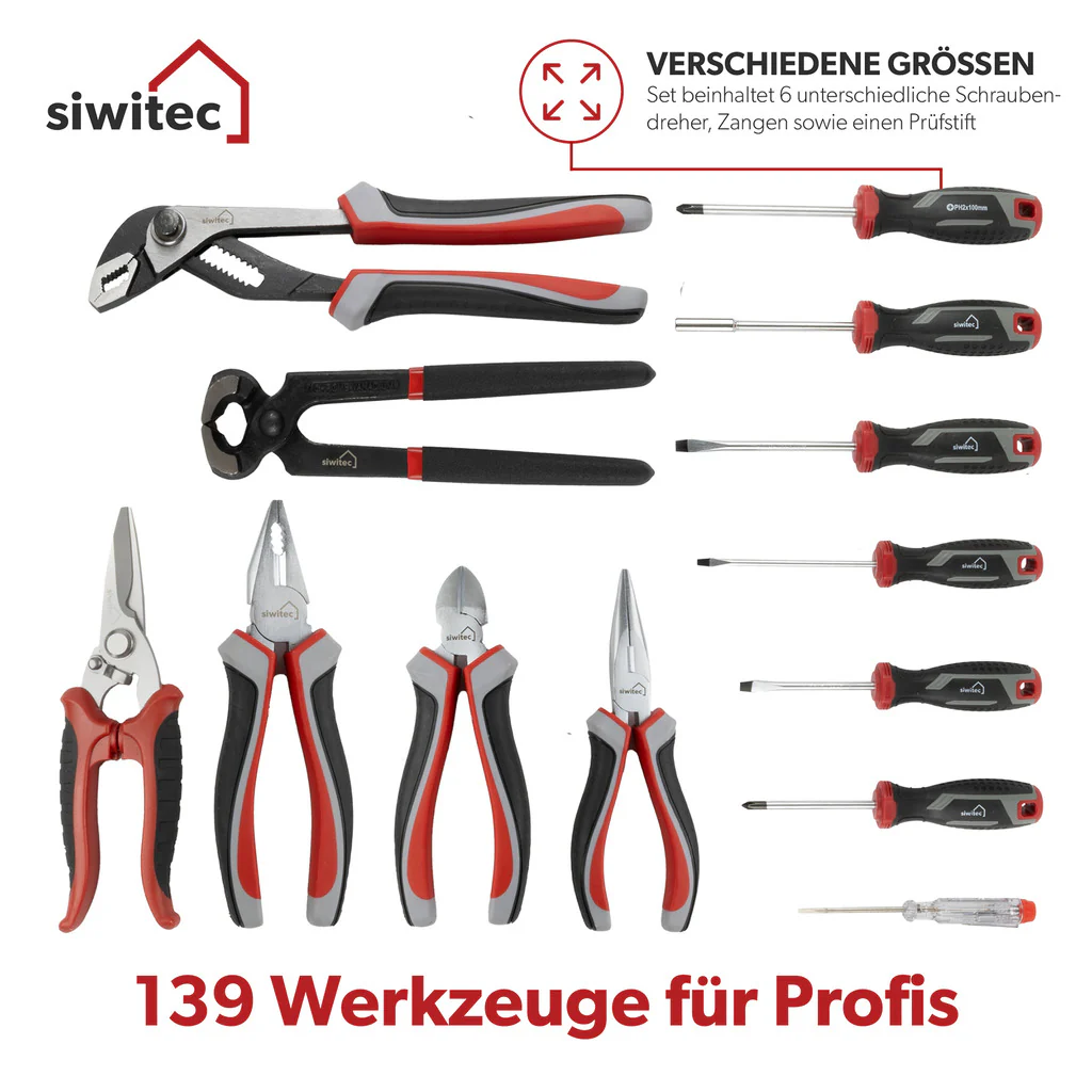 Siwitec Werkzeugkoffer / Werkzeug CRV / befüllt  / 139-teilig - Image 9